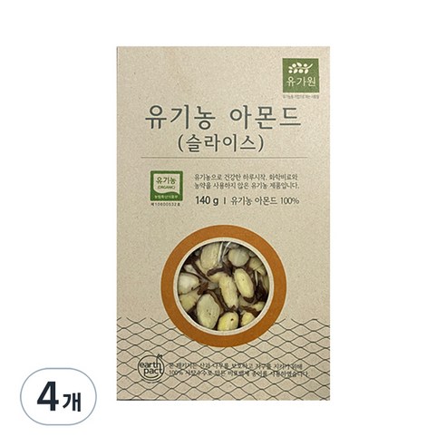 유가원 유기농 아몬드 슬라이스 토핑, 140g, 4개