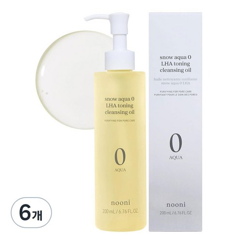 [비건뷰티] 누니 스노우 아쿠아 제로 라하 토닝 클렌징 오일, 200ml, 6개