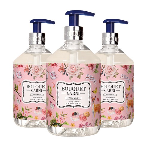 부케가르니 바디워시 화이트머스크, 3개, 520ml