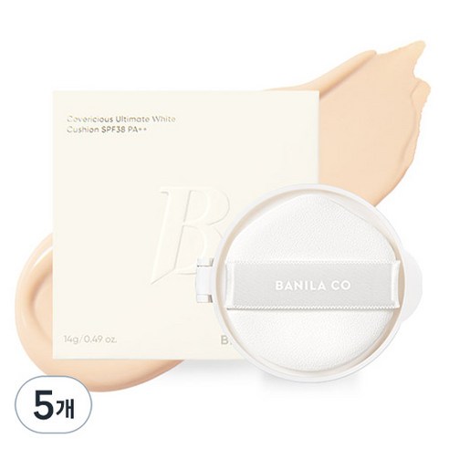 바닐라코 커버리셔스 얼티밋 화이트 쿠션 파운데이션 리필 14g, 19 라이트, 5개