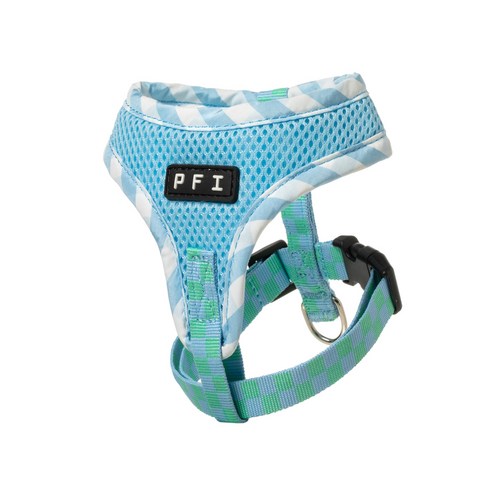 PFI 강아지 메쉬체크 Y 하네스, 스카이블루