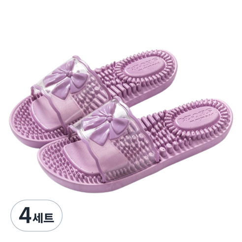 언헤브 리본 지압 슬리퍼 230, 02 퍼플, 4세트