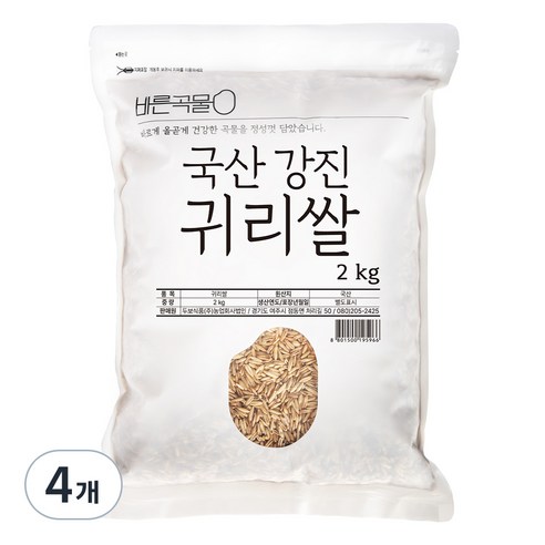 바른곡물 국산 강진 귀리쌀, 2kg, 4개