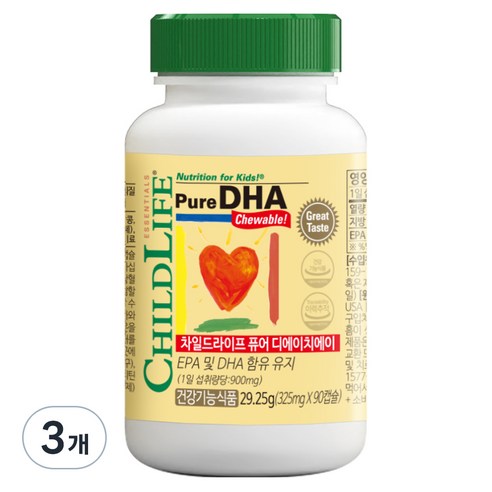 차일드라이프 퓨어 DHA 오메가3 딸기맛, 29.25g, 3개 29.25g × 3개 섬네일