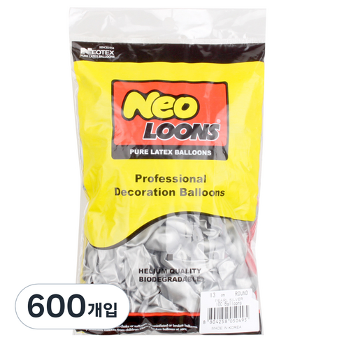 네오룬즈 13cm 라운드풍선, 펄 실버, 600개입