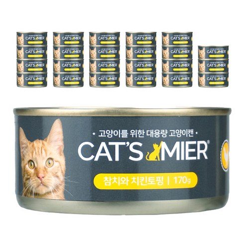 캣츠미어 고양이캔, 참치 + 치킨, 170g, 24개