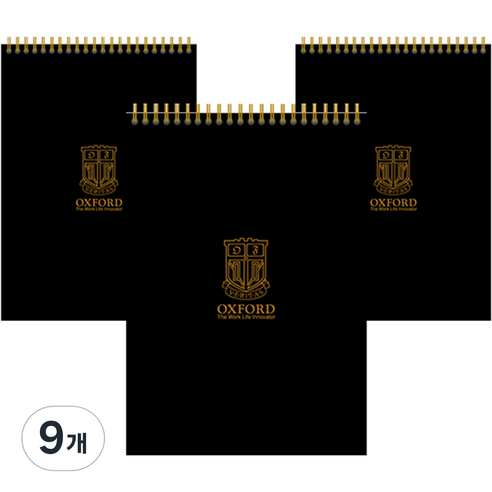 OXFORD 블랙PP A4 상철 80매 노트, 혼합 색상, 9개