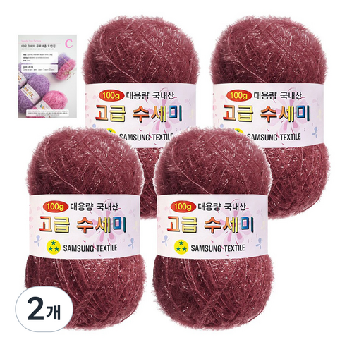 yarna 고급 수세미 100g 4p + C인쇄도안 8종 세트, 183 로즈브릭, 2개