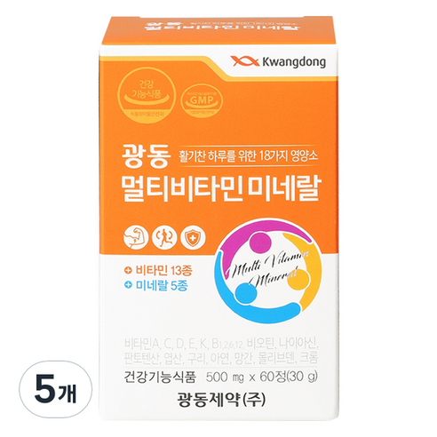 광동제약 멀티 비타민 미네랄 500mg, 60정, 5개