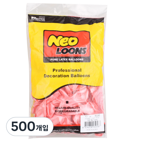 네오룬즈 13cm 라운드풍선, 펄 라이트핑크, 500개입