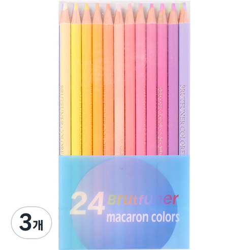 Brutfuner 마카롱 파스텔 톤 칼라 유성 색연필, 24색, 3개