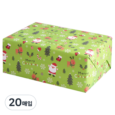아이엔엠엔피 JP 디자인 산타 포장지, 그린, 20매입