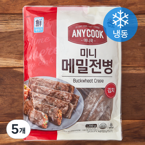 대림선 애니쿡 미니메밀전병 김치 (냉동), 1.2kg, 5개