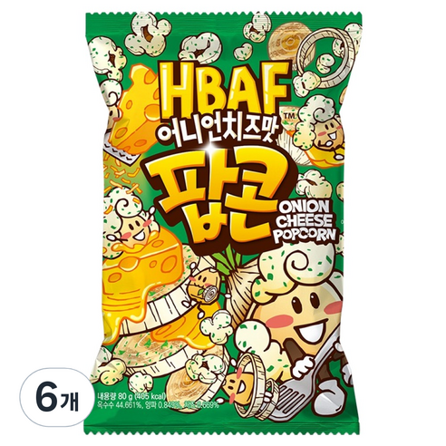 바프 어니언치즈맛 팝콘, 80g, 6개