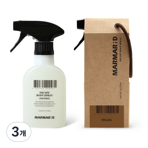 마르마르디 이스케이프 바디스프레이 히노끼향, 3개, 200ml