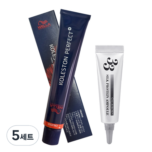 웰라 콜레스톤 퍼펙트 플러스 염모제 80g + 셀리본 33 실크 프로틴 앰플 12ml, 5세트, 8/6