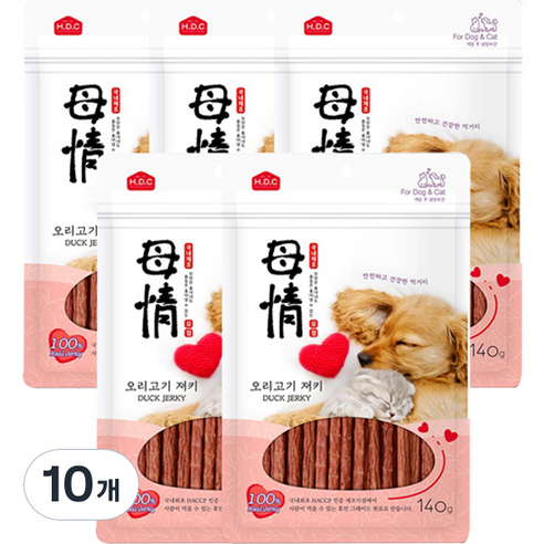 모정 강아지 오리 고기 져키, 140g, 10개