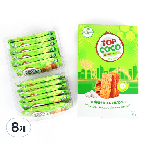 우리가스토리 탑코코 코코넛 크래커 오리지날 과자, 180g, 8개