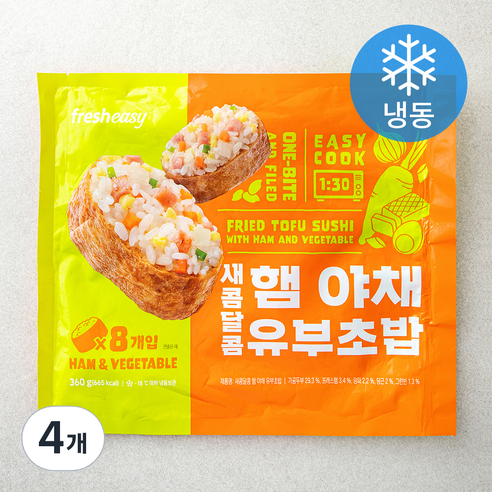 프레시지 새콤달콤 햄야채 유부초밥 (냉동), 360g, 4개