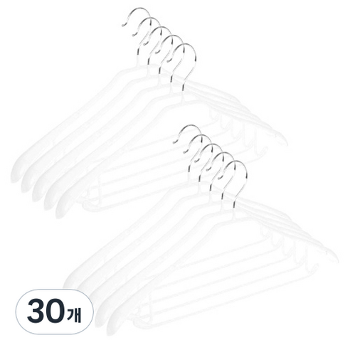 살림의기술 정장 논슬립 코팅 옷걸이, 화이트, 30개