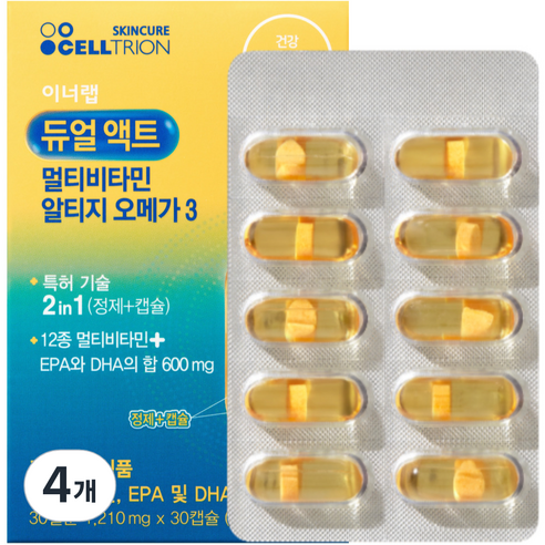 셀트리온 이너랩 듀얼액트 멀티비타민 알티지 오메가3, 36.3g, 4개