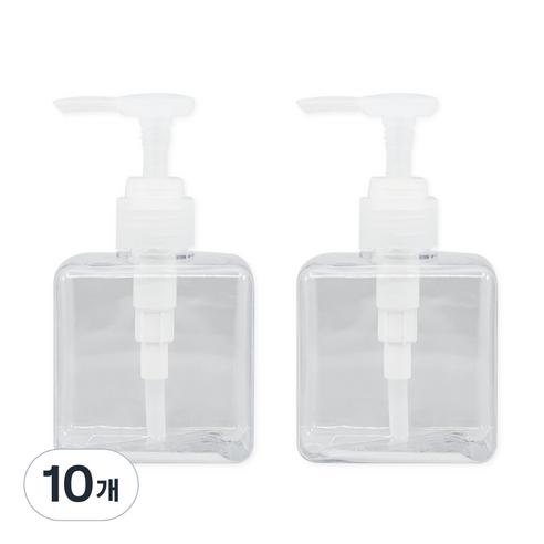 뉴앤룩 사각 디스펜서 주방세제 리필용기 일반형 250ml, 투명, 10개