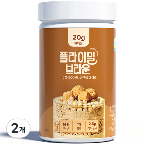 플라이밀 브라운 미숫가루 맛 단백질 쉐이크, 630g, 2개