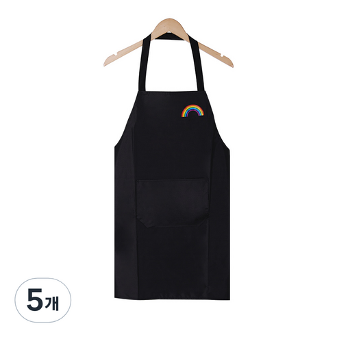 베로나 방수 앞치마 주머니형, 5개, 블랙