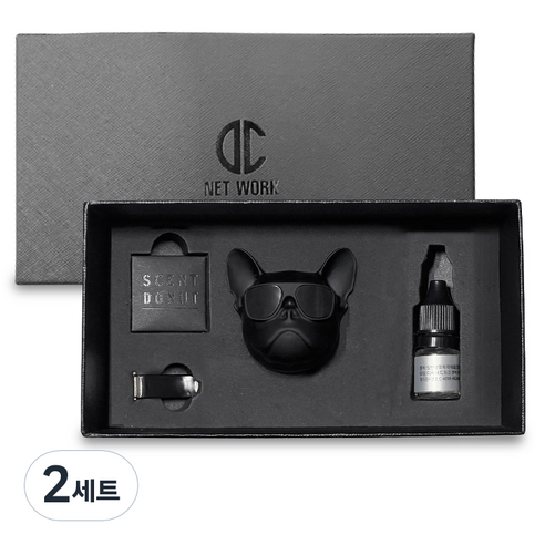 디씨네트워크 차량용 불독 방향제 무광블랙 오일향, 2세트, 블랙체리