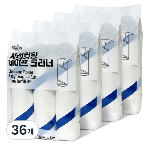 홈인더스트리 사선컷팅 테이프크리너 리필 60매, 36개, 혼합색상
