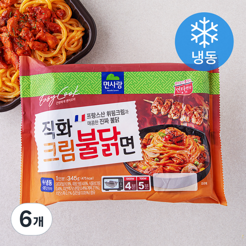면사랑 직화크림불닭면 1인분 (냉동), 345g, 6개