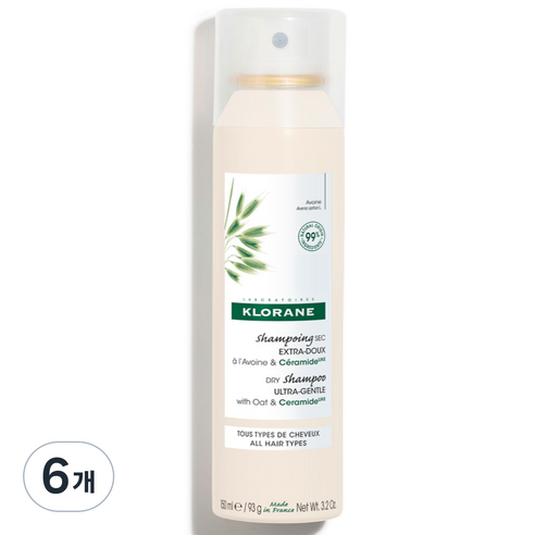 클로란 세라마이드 민감두피 드라이 샴푸 오트밀크향, 150ml, 6개