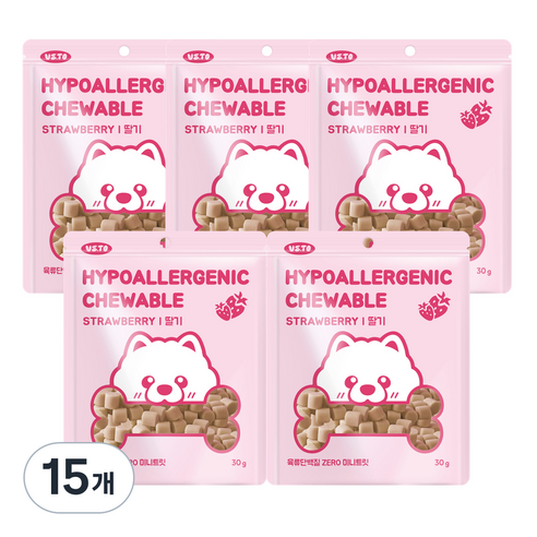 비토 반려동물 하이포알러제닉 츄어블, 딸기맛, 30g, 15개