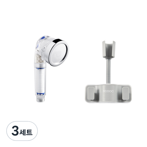 모나코올리브 3중 트리플 필터 샤워기 + 델리 샤워기 거치대 그레이, 3세트