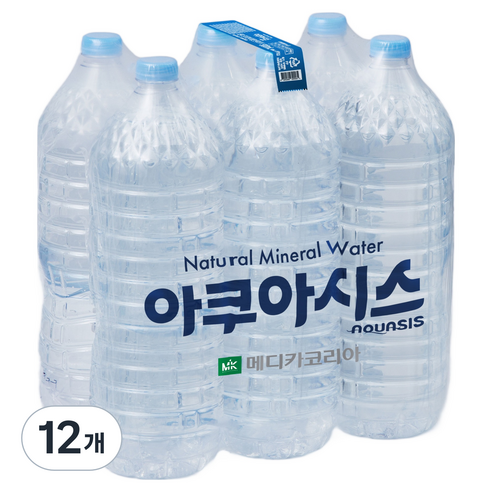 아쿠아시스 무라벨 생수, 12개, 2L