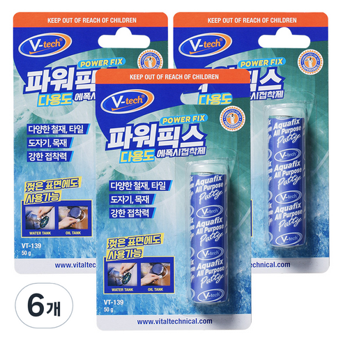 Vtech 파워픽스 다용도 에폭시 접착제 퍼티, 6개
