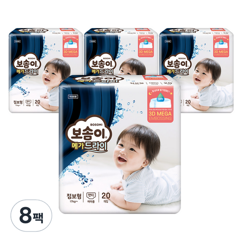 보솜이 메가드라이 팬티형 기저귀 여아용, 점보형(2XL), 160매 점보형(2XL) × 160매 섬네일