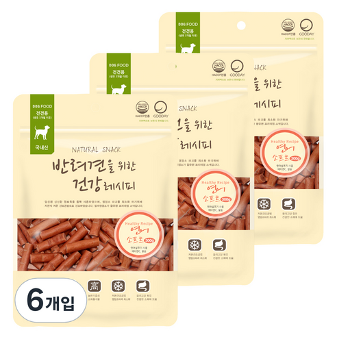굿데이 반려견을 위한 건강레시피 져키, 연어소프트, 300g, 6개