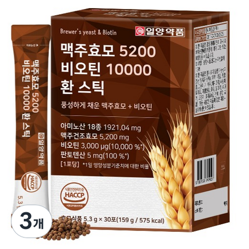 일양약품 맥주효모 5200 비오틴 10000 환 스틱 30p, 159g, 3개