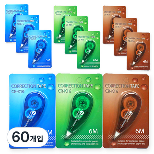 다다 가성비 수정테이프 8m, 랜덤 발송, 60개