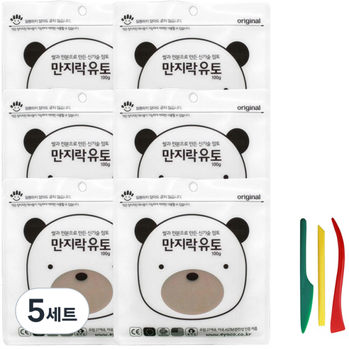 이야코 만지락 소프트 유토 100g x 6p + 주걱칼 3종 세트, 5세트, 혼합색상