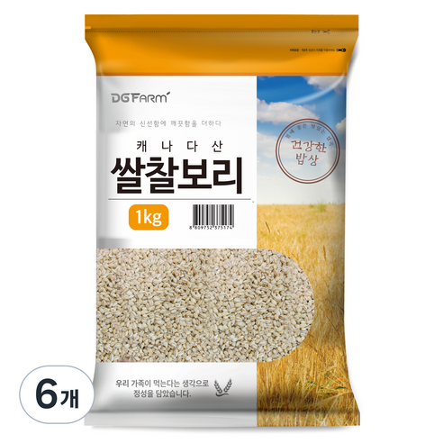 건강한밥상 캐나다산 쌀찰보리, 1kg, 6개