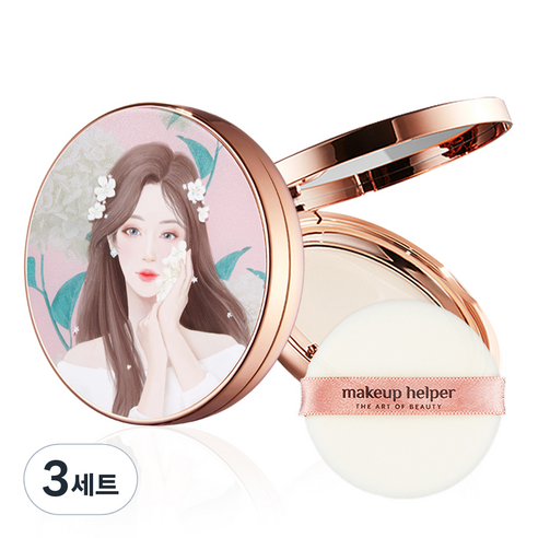 메이크업헬퍼 아트 팩트 오리지널 프로피니쉬 팩트파우더 스위트소피아 23g + 퍼프 세트, 21호 라이트핑크, 3세트