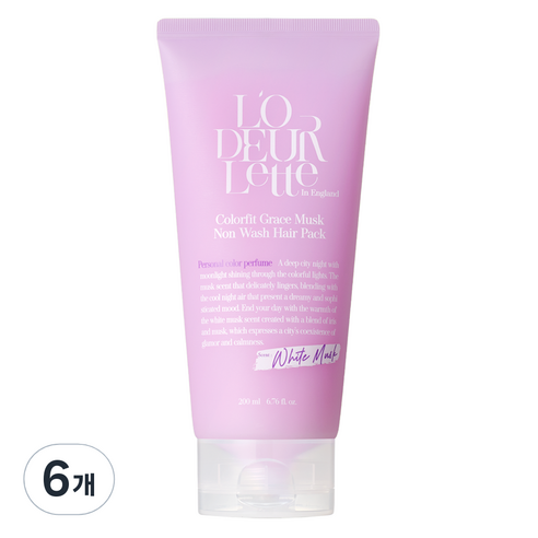 로더렛 컬러핏 그레이스 머스크 논워시 헤어팩, 6개, 200ml