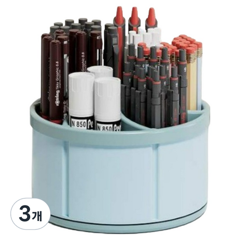 캐시리치 360도 회전 데스크 오거나이저 12 x 8 cm, 스카이블루, 3개
