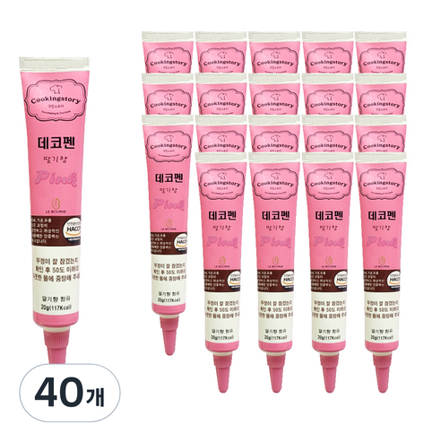 쿠킹스토리 핑크 딸기맛 초코펜, 20g, 40개