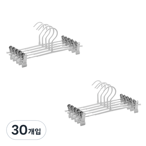 생각나래 생각정리 바지 스커트 클립 논슬립 옷걸이, 화이트, 30개입