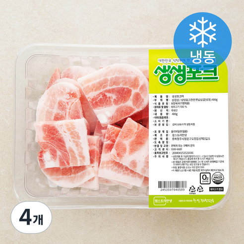 생생포크 한돈 옛날 삼겹살 (냉동), 400g, 4개