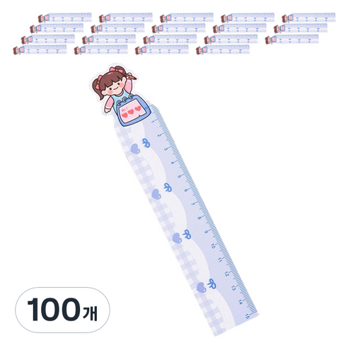 마켓감성 문구용품 휘어지는 눈금자, 파란소녀, 100개