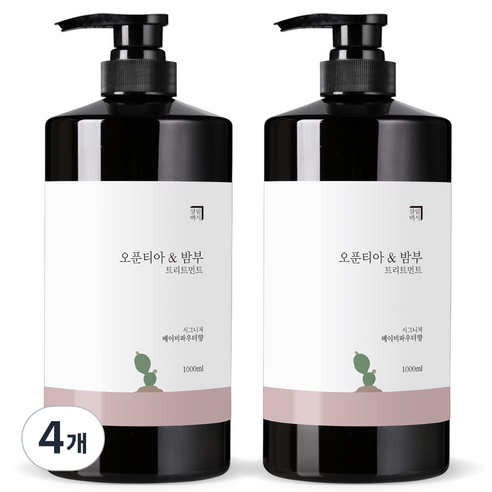 살림백서 오푼티아 앤 밤부 헤어트리트먼트 베이비파우더향, 1000ml, 4개